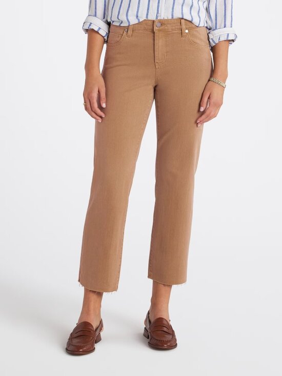 Liverpool Jeans Company Denim - Liverpool Tan Kennedy Raw Hem Straight Crop Jeans Size 10/30